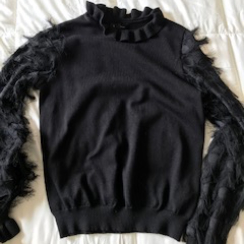 ASOS black feather sleeve detail sweater